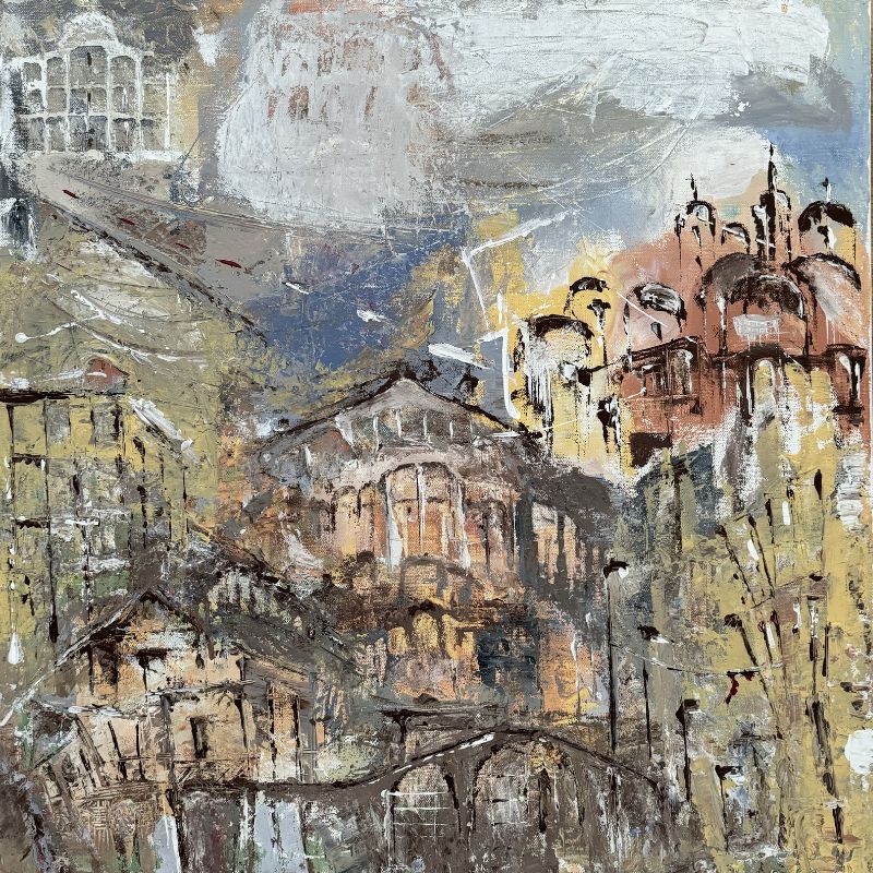 When Vienna is not in Austria, 2024, acrylic on canvas, 24 × 24 in